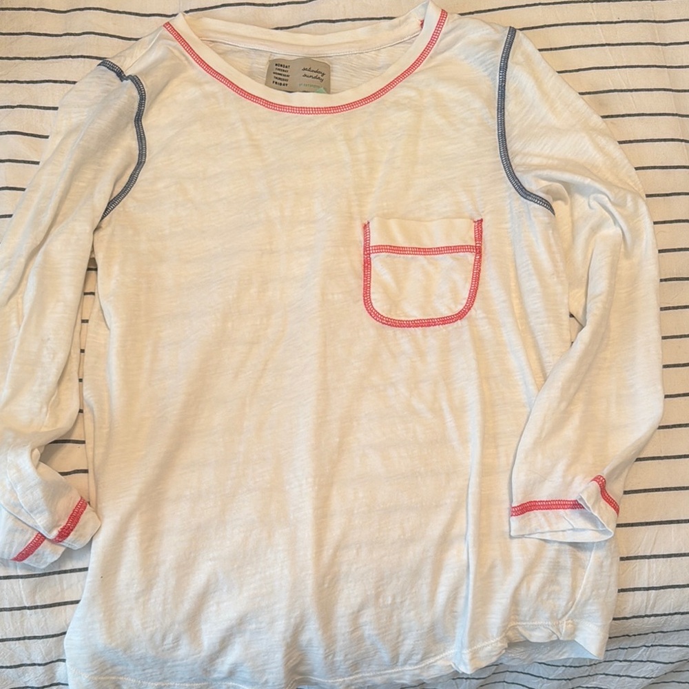 Anthropologie White Long Sleeve Tee